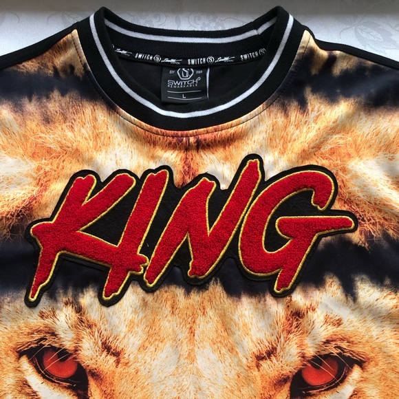 Switch Remarkable Limited Edition King Lion Print Black Cool Shirt Men’s Size L - Picture 5 of 13
